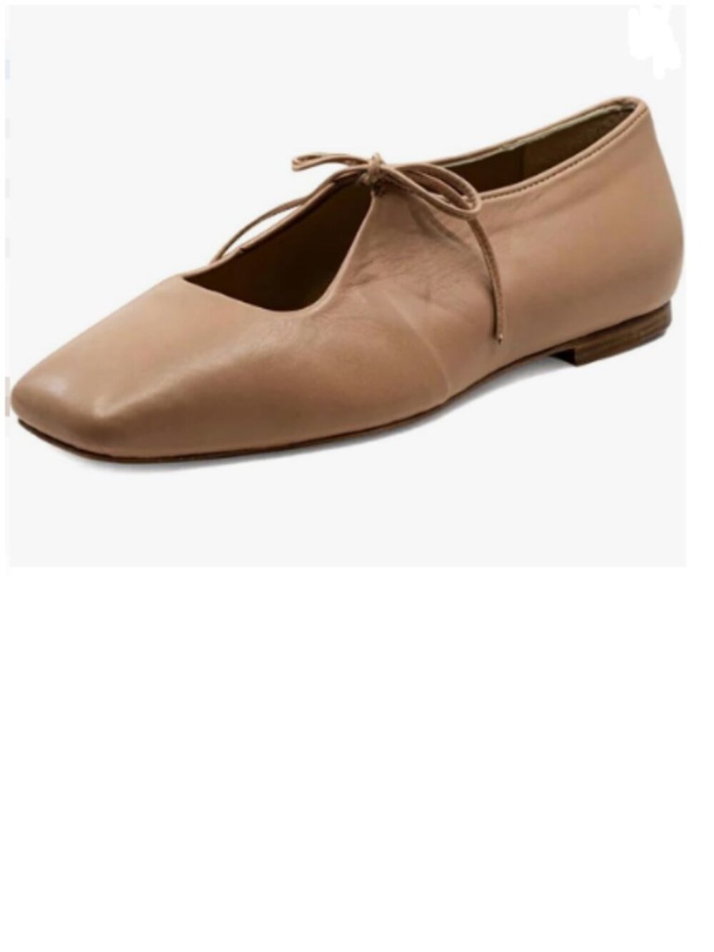 Pazzion Nude Bowtie Closed Square Toe Mary Jane Flats Slip On Cutout Ballet Flat